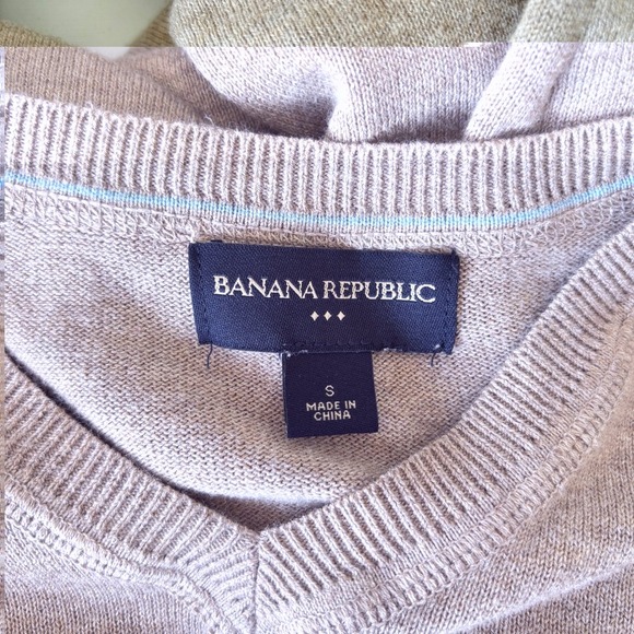 Banana Republic 100% Cotton V-Neck Sweater Business Casual Normcore Brown Men S - Picture 5 of 11